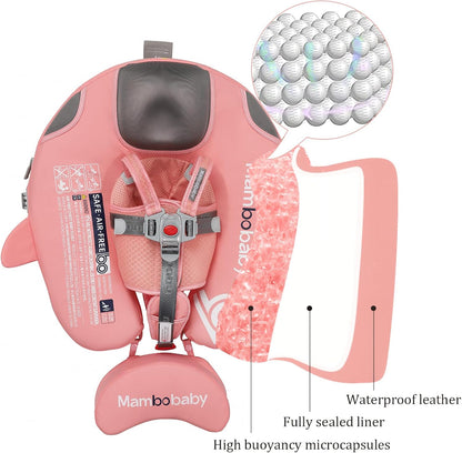 Baby Pool Float with UPF50+ 3D Adjustable Canopy, Add Tail Mambobaby Float Non Inflatable Infant Floats for Pool, Cartoon Narwhal Baby Floats (NPink with Canopy-U05NPCTLUROHML01U05)