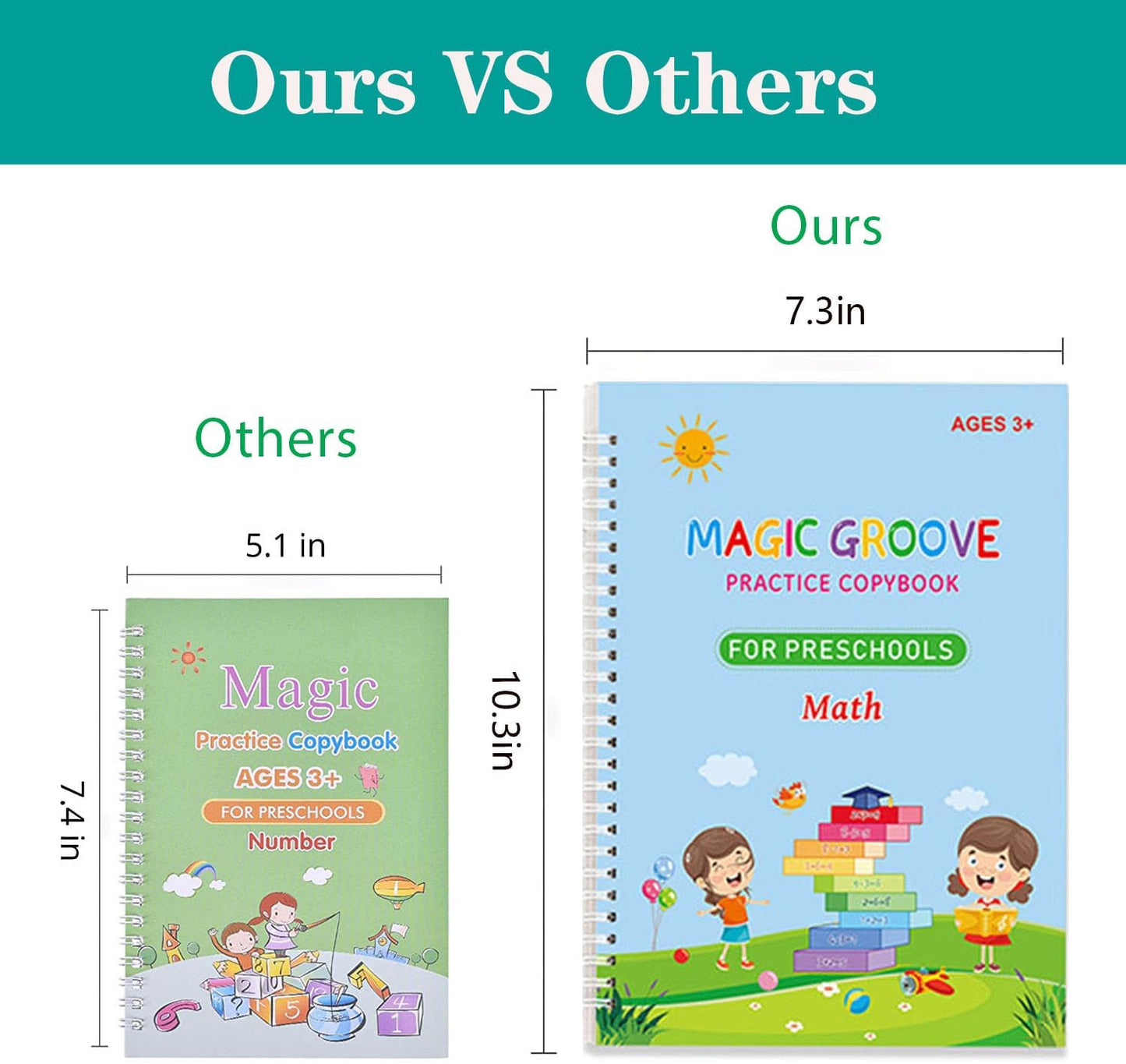 Magic Grooved Writing Practice for Kids, Reusable Grooved Handwriting Workbook with Disappearing Ink Pen, Preschool Learning Activities, Learn to Write Tracing Book, Educational Toy Gift for Boys Girls