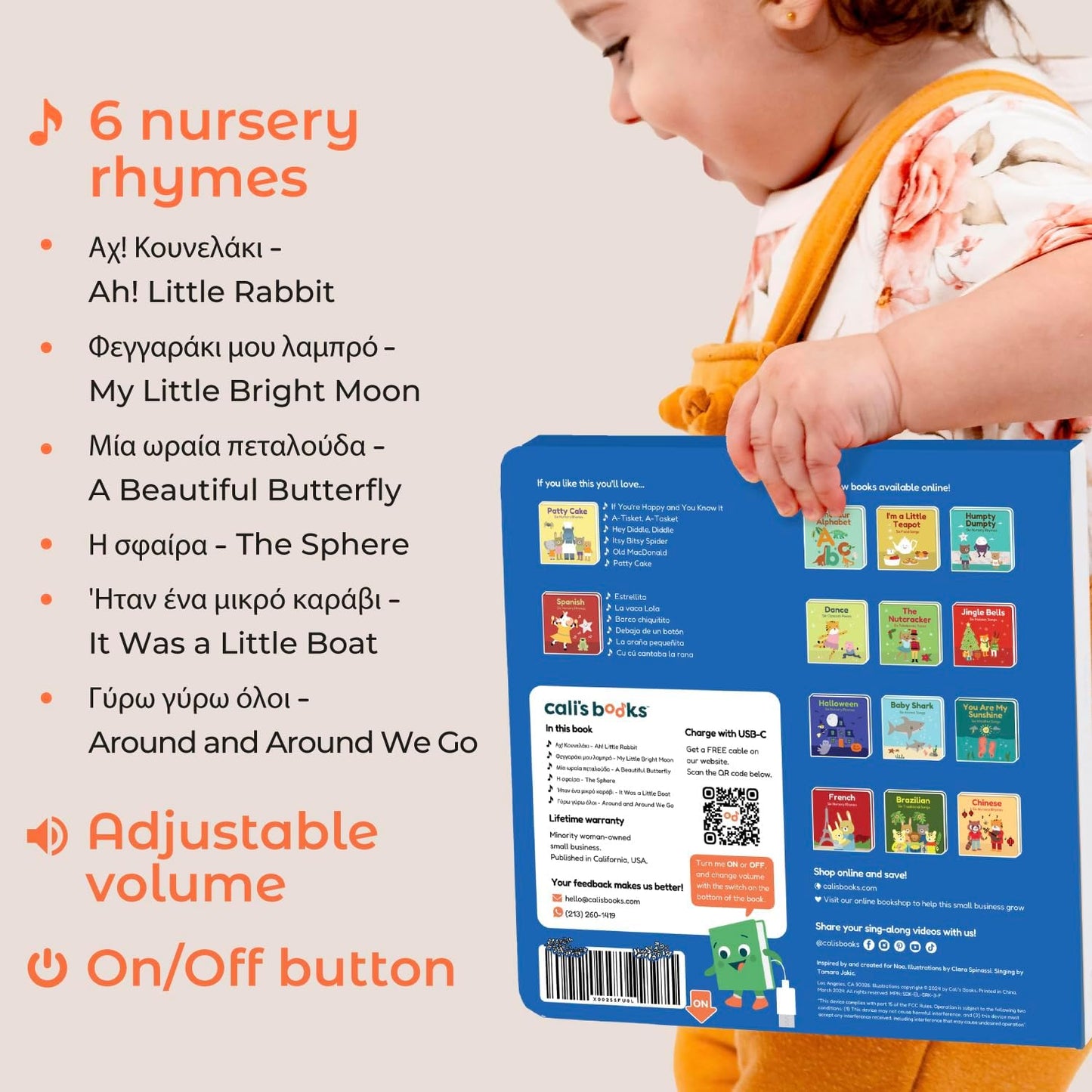 Cali's Books French Nursery Rhymes | New Rechargeable Sound Books | Sound Book for Toddlers 1-3 | Bilingual Books for 1 Year Old | | French Baby Book