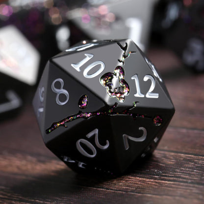 DnDnD Heavy Polyhedral Metal Dice Set with Metal Box, 7-die Shiny Blue Surface with Golden Number for RPG,Dungeons and Dragons,Pathfinder,Shadowrun,D&D,Role Palying Game and Math Teaching - Colors A