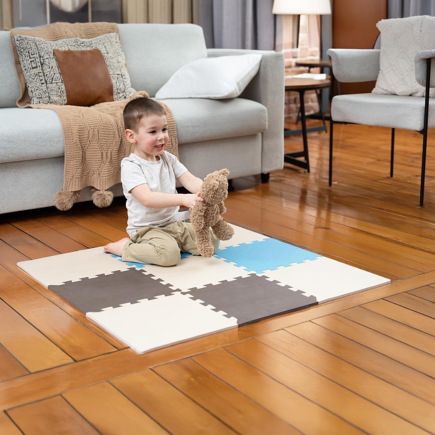 MioTetto Baby Play Mat, Soft Foam Floor Tiles for Kids. Adjustable Interlocking Foam Tiles, Fits with 50x50 Playpen Baby mat for Crawling & Development, Safe & Non-Toxic Playmat for Babies 6-12 Months