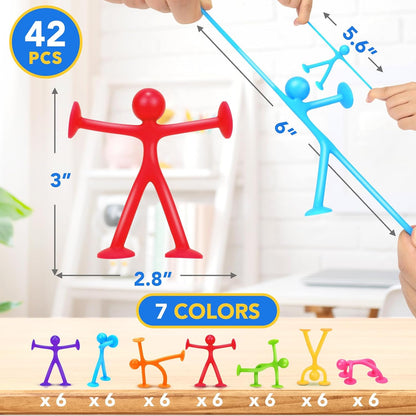 OleOletOy Suction Fidget Toys for Kids: 21 Pack Stretchy Suction Cup Sensory Toys - Bulk Fidgets for Kids Autism ADHD Classroom Prizes Party Favors - Travel Toys for Car Windows Road Trips