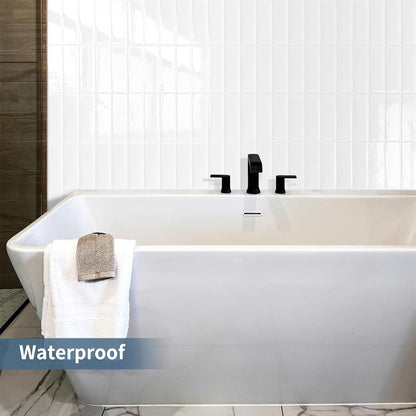 Plain White Peel and Stick Backsplash Tile Rectangle Subway Self Adhesive Wall Tiles for Kitchen (10-Sheet,12"x12")