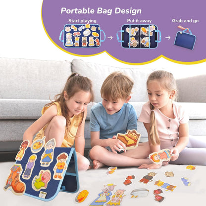 CHEFAN Felt/Flannel Board Story Set of 4, PRECUT Felt Pieces for Preschool Toddlers Circle Time,We are Going On A Bear Hunt, Mary Had A Little Lamb, Little Bo-Peep, Little Boy Blue