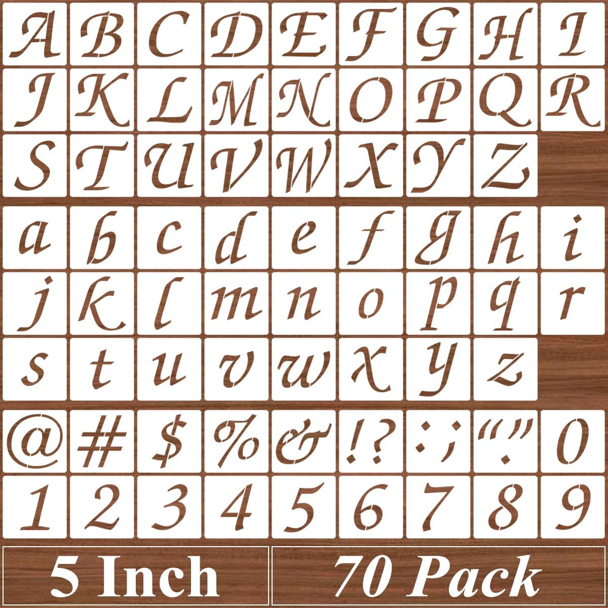 2.5 Inch Alphabet Letter Stencils - 70 Pack Letter Number Stencil Templates with Signs for Painting on Wood, Reusable Calligraphy Letters Stencils for Chalkboard Fabric Wood Signs