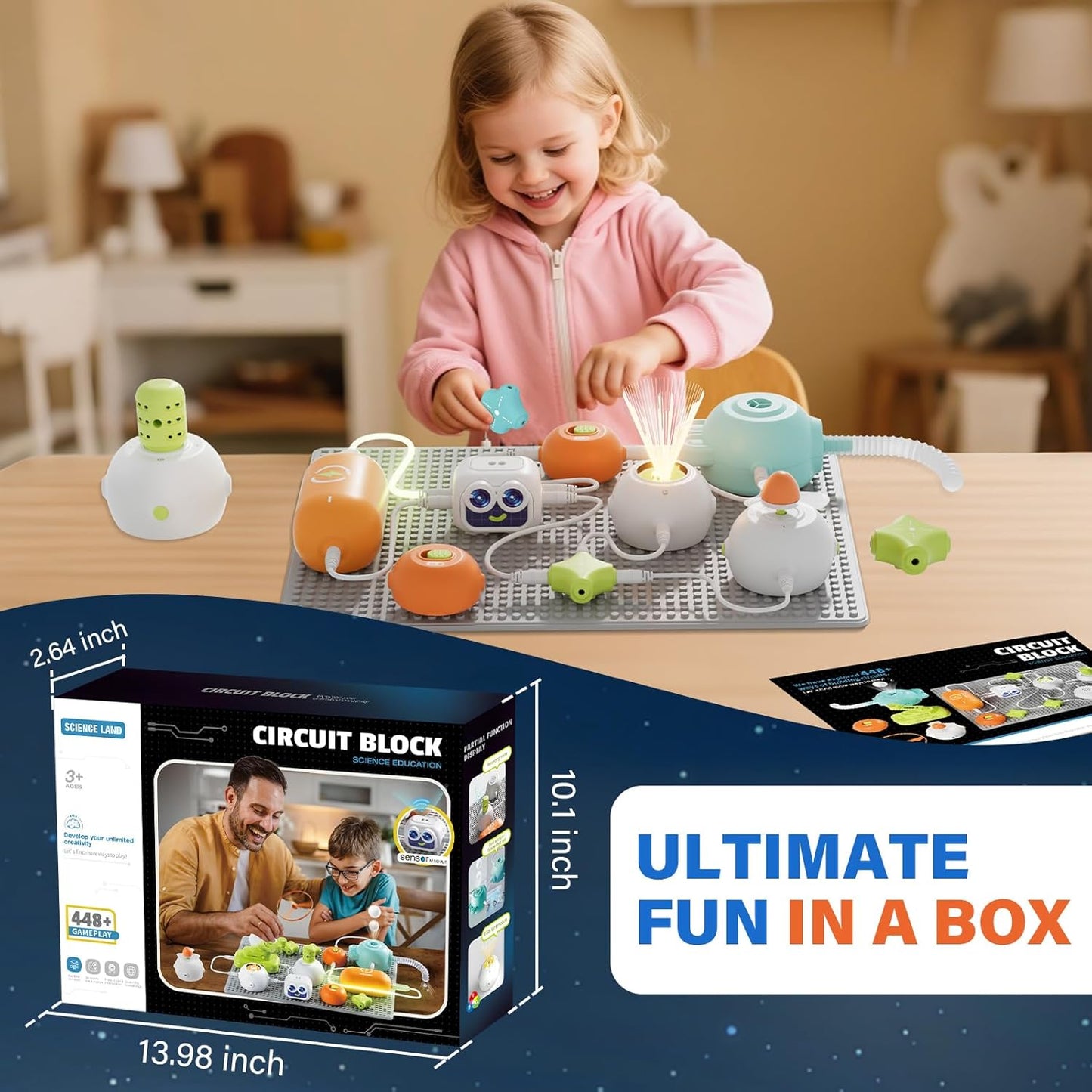 Science Kits for Kids, 448+ Projects Circuit Exploration Kits Educational Electronics Toys for Boys & Girls Hands-On Engineering Toy, Birthday, Halloween, Christmas Gift for Ages 5 6 7 8 9 10 11 12