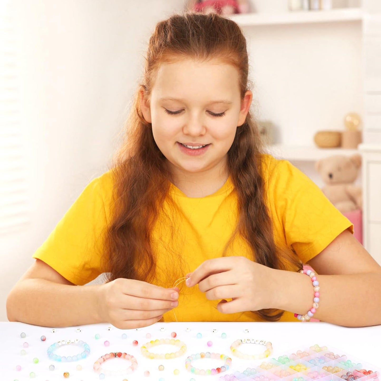 1720+pcs Pony Beads Kit 1830pcs 6 Style Letter Alphabet Beads Rainbow Plastic Pony Bead Bulk Multicolor Kandi Bead Elastic String DIY Crafts Jewelry Making Kit for Bracelets Necklaces