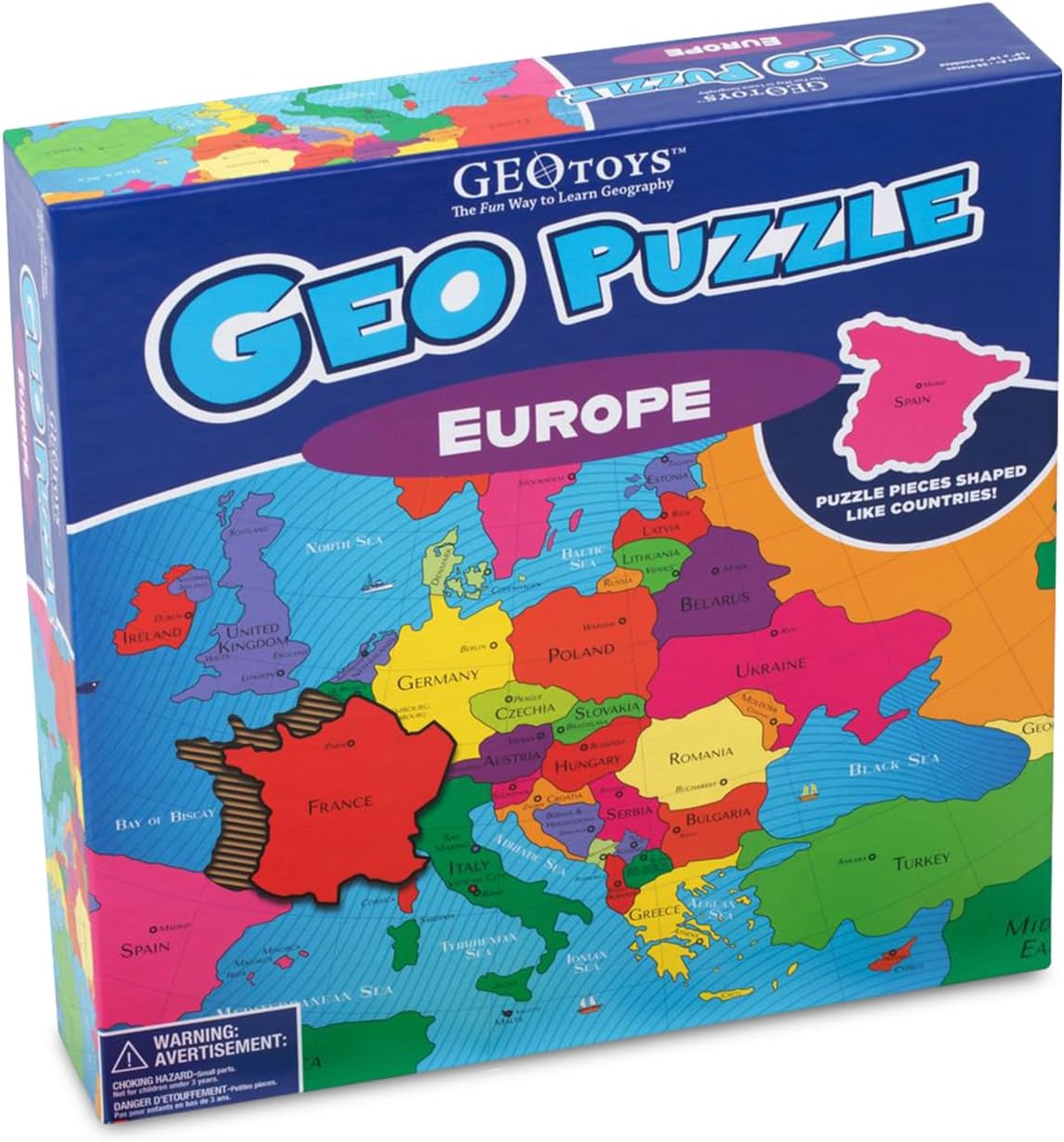 GeoToys GeoPuzzle, World Jigsaw Puzzles, 68 Pc Geography Game & Map Puzzle, Educational Games & Kids Learning Activities, Puzzle Gifts for Children Ages 6-9, Fun Learning Toys for Kids