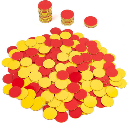 Round Math Counters,Plastic Two Color Counter Yellow Red 200 PCS, Educational Toys to Help Kids Learn