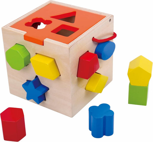 Fat Brain Toys Take-Along Shape Sorter - Wooden Montessori Learning Toy, 12 mos+