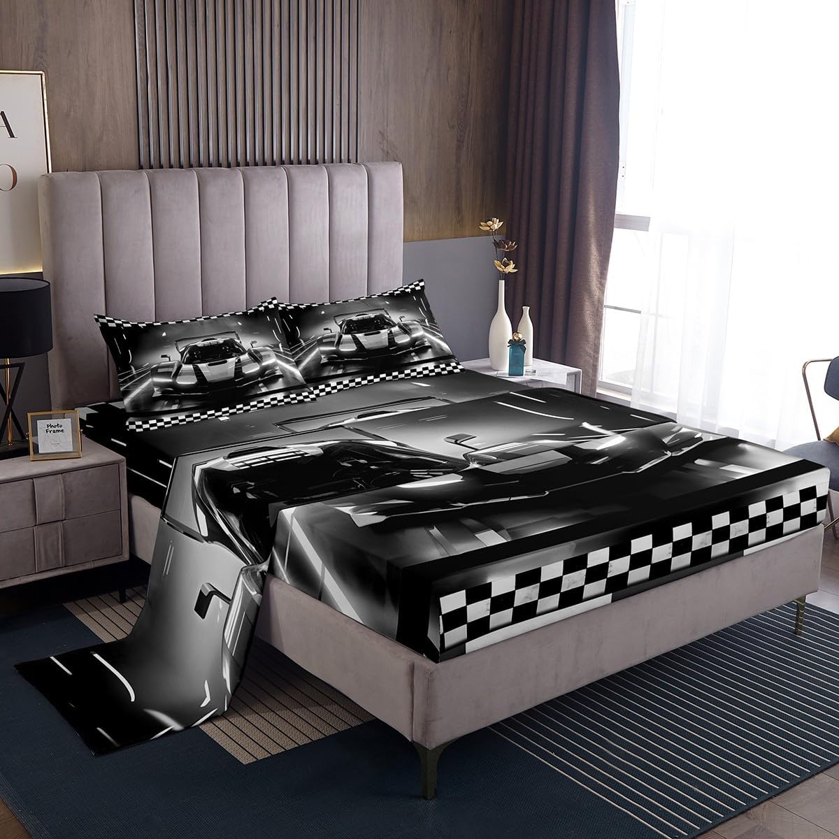 Feelyou Drum Kit Bedding Set Musical Instruments Sheets for Kids Boys Girls Classical Rock Music Bed Sheets Vinyl Record Sheets Set Bedroom Collection 4Pcs Full Size