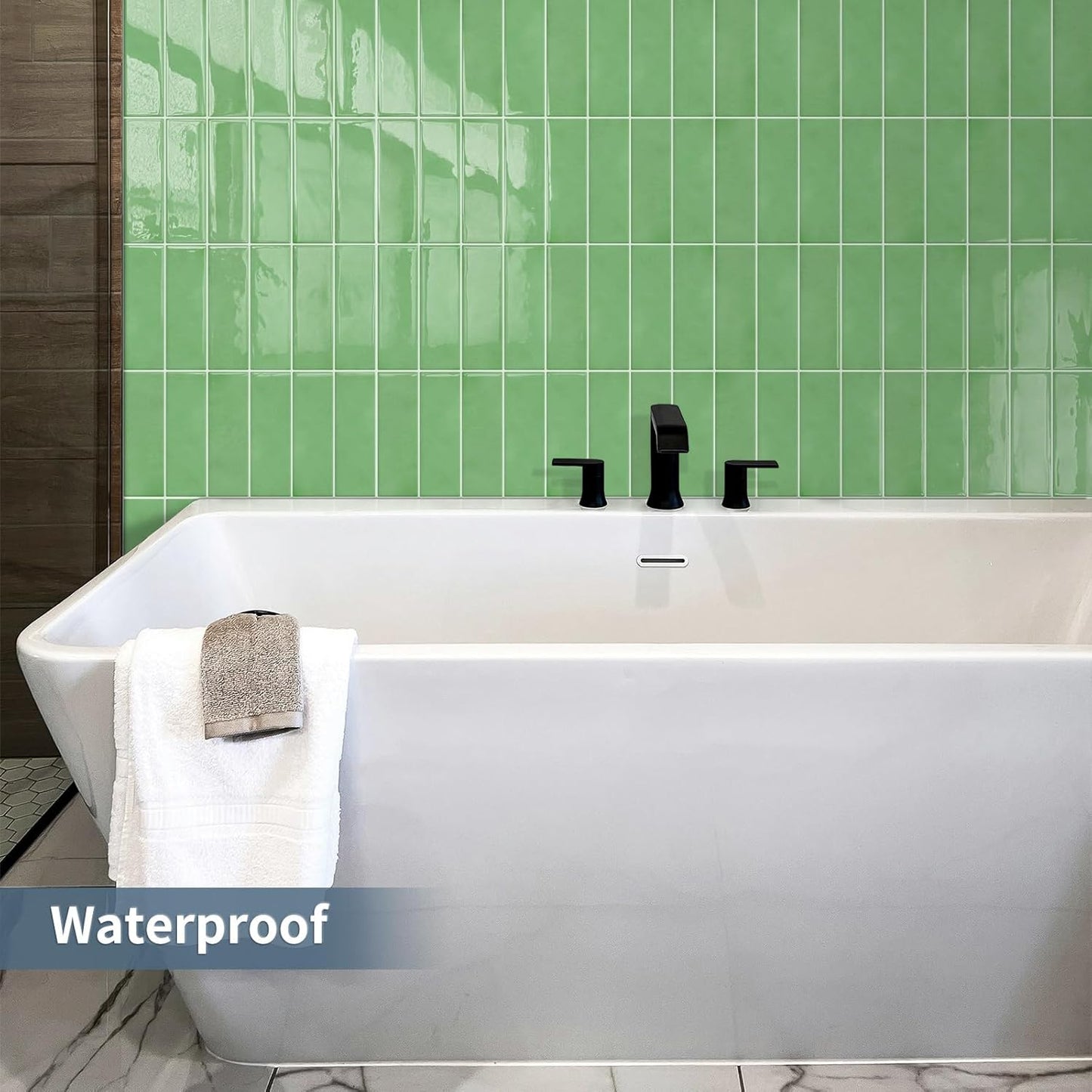 Plain White Peel and Stick Backsplash Tile Rectangle Subway Self Adhesive Wall Tiles for Kitchen (10-Sheet,12"x12")