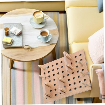 Kisangel 1Set Miniature Wooden Pegboard Dollhouse Organizer Shelf Wall Mounted Storage for Scale Rustic Design with Hooks for Craft Supplies and Accessories