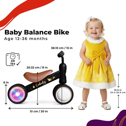 Baby Balance Bike for 1-3 Year – First Birthday Boy Girl Gifts 12-36 Month Mini Bike|Colorful Lighting Wheels|Ride on Toys |Toddler Balance Bike 1-3 Indoor/Outdoor Bike