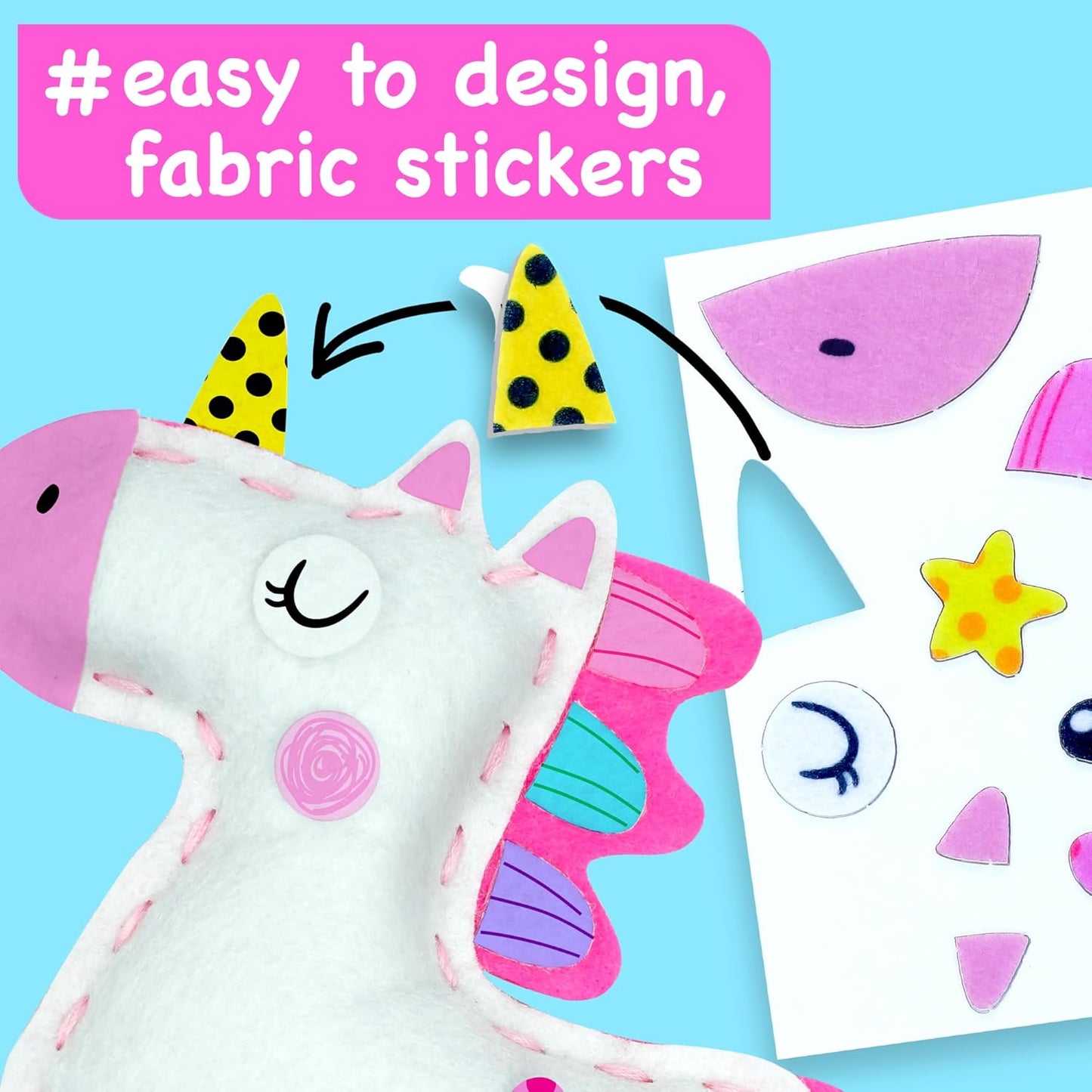 EZCRA Fairy Sewing Kit for Kids Ages 4-8, 4 Easy Projects, No-Mess Learn-to-Sew Arts & Crafts with Felt Stickers for Beginners
