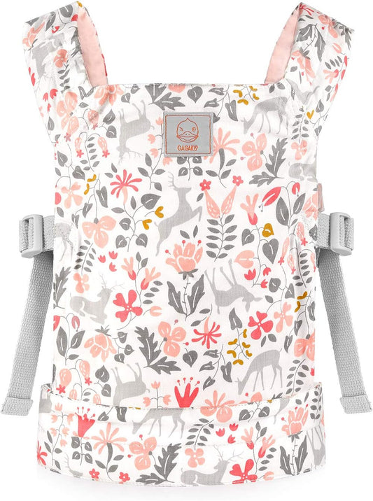 GAGAKU Doll Carrier for Kids, Toy Baby Doll Carrier, Reborn Dolls Carrier Toy Baby Sling with Adjustable Straps, Baby Doll Accessories - Green - Camellia