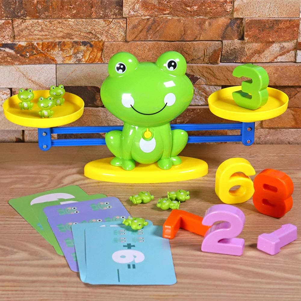 STEM Math Toy Educational Balance Game and Counting Frog Set for School Kids Years 3 4 5 6 7