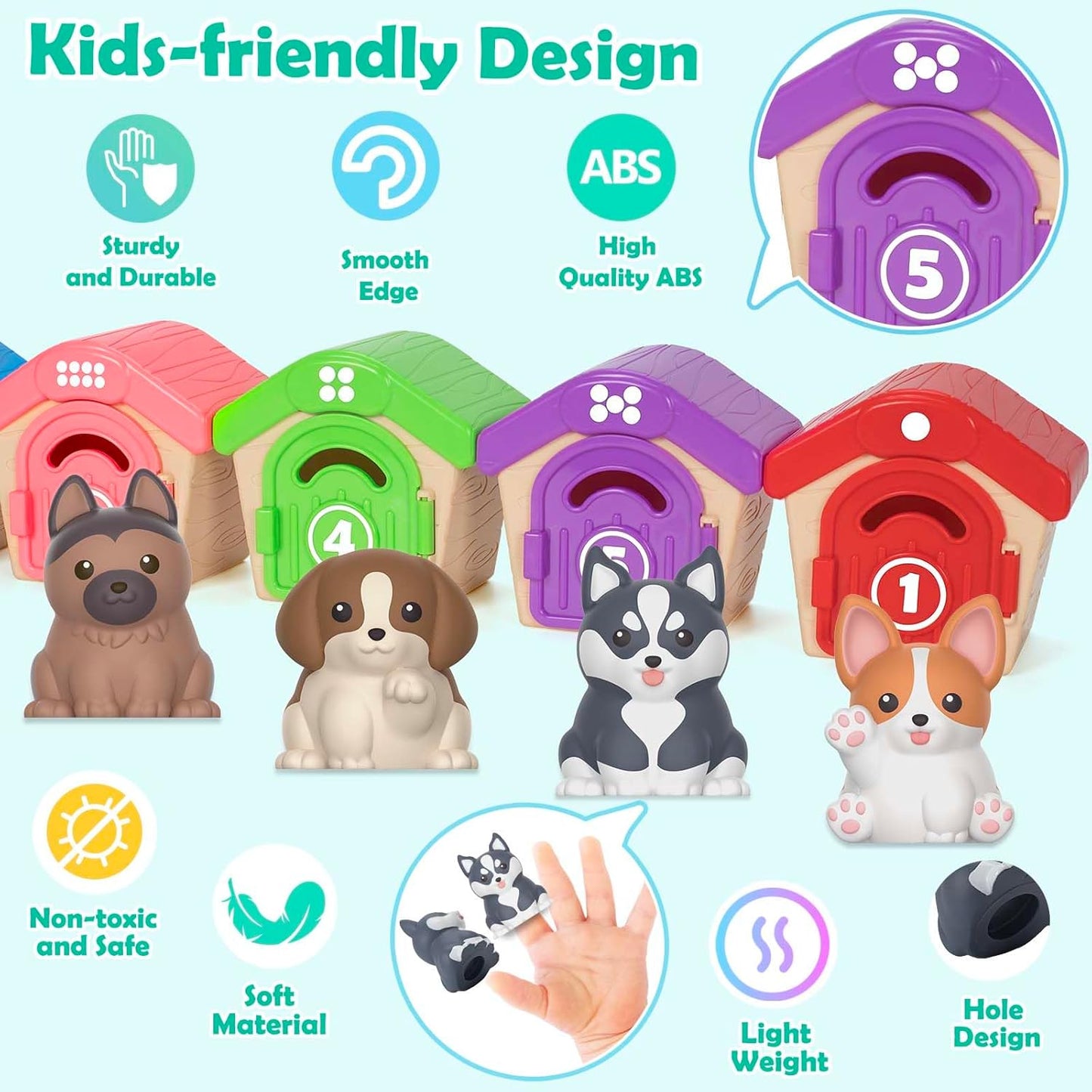 Learning Toys for 1 2 3 Year Old Boys Girls, 20 Pcs Cat Toys for Toddlers 1-3, Kitten Finger Puppet Games, Counting Matching Sorting Motor Educational Playset, Gifts for Baby Toddlers Age 12-18 Months