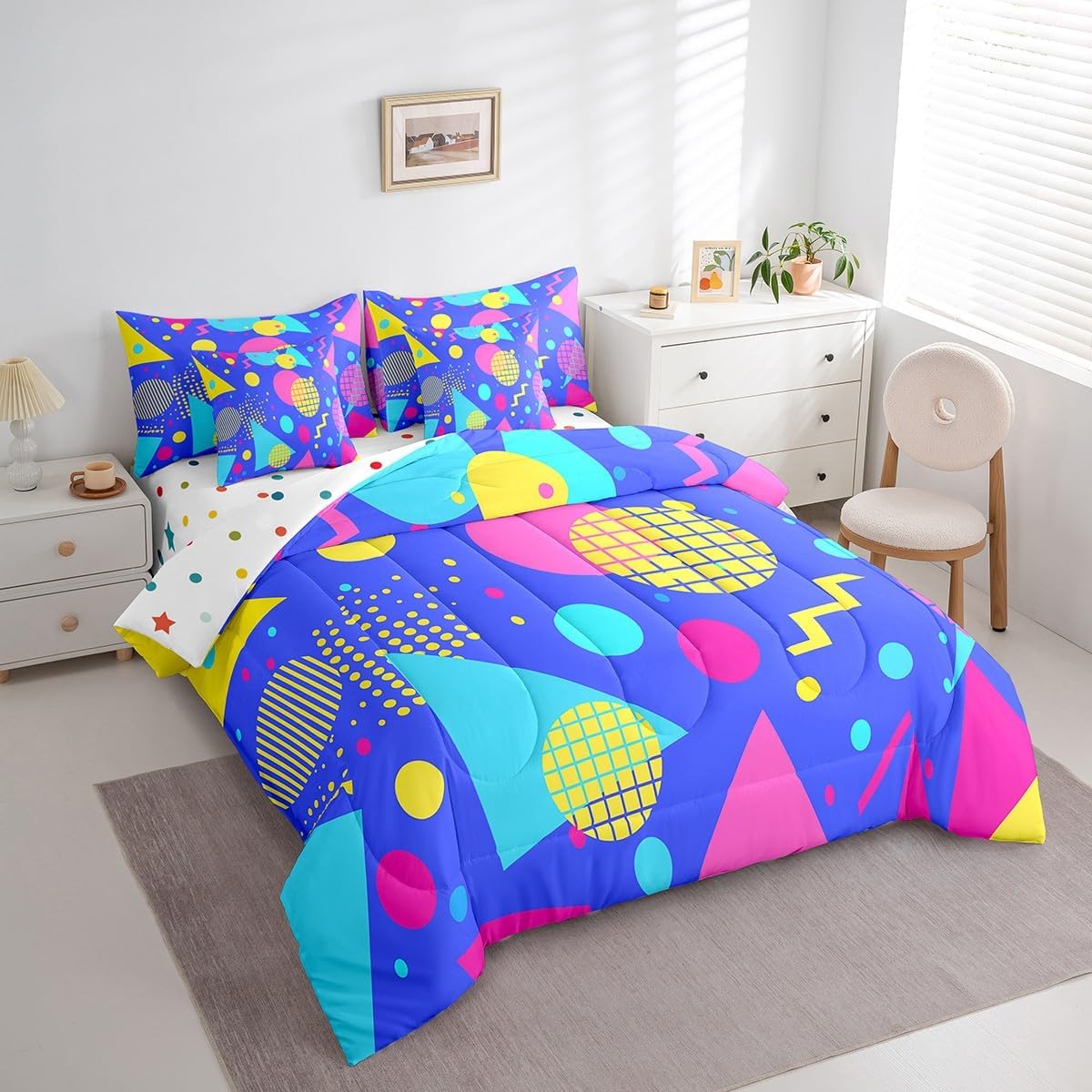 Erosebridal Chemical Equation Bed in a Bag Queen Comforter Set 7 Piece,Chemistry Bedding Sets Science Students Learning Gift Sheet Set with Comforter,Molecular Formula Education Bed Set - Colors B