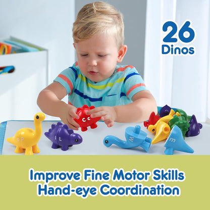 Montessori Matching Dinosaurs Toy, Color and Shapes Recognition, Snap and Pattern Match Game Preschool Learning Toys Homeschooling Class Activity Teaching Tool, Birthday Gift for Kids boys & Girls