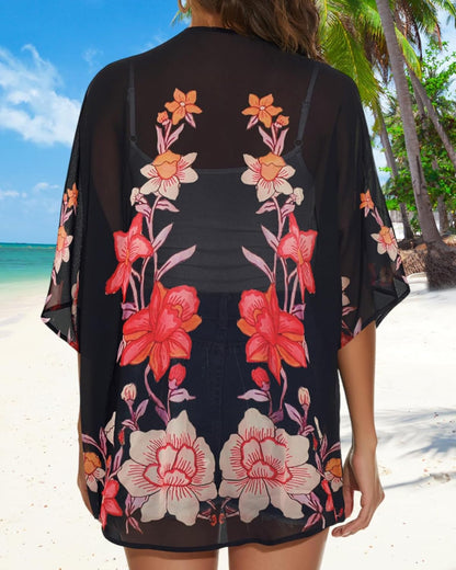 Womens Kimono Cardigans Beach Cover ups Swimwear Puff Sleeve Loose Casual Summer Tops 2026