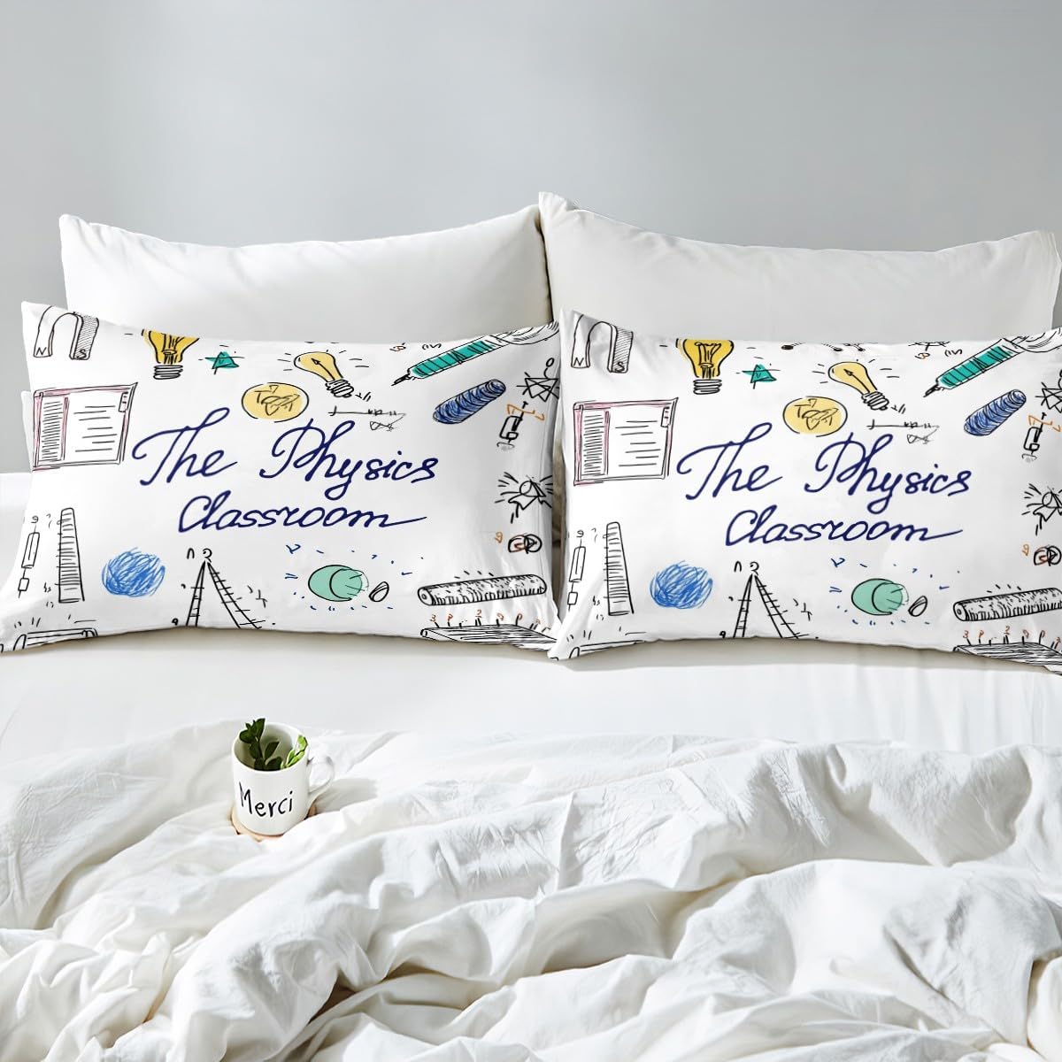 Erosebridal Science Theme Bedding Set Queen Size for Boys Girls Chemistry Periodic Table Print Duvet Cover Chemical Subject Theme Comforter Cover Teens Kids Math Science Atyle Bedspread Cover 3 Pcs