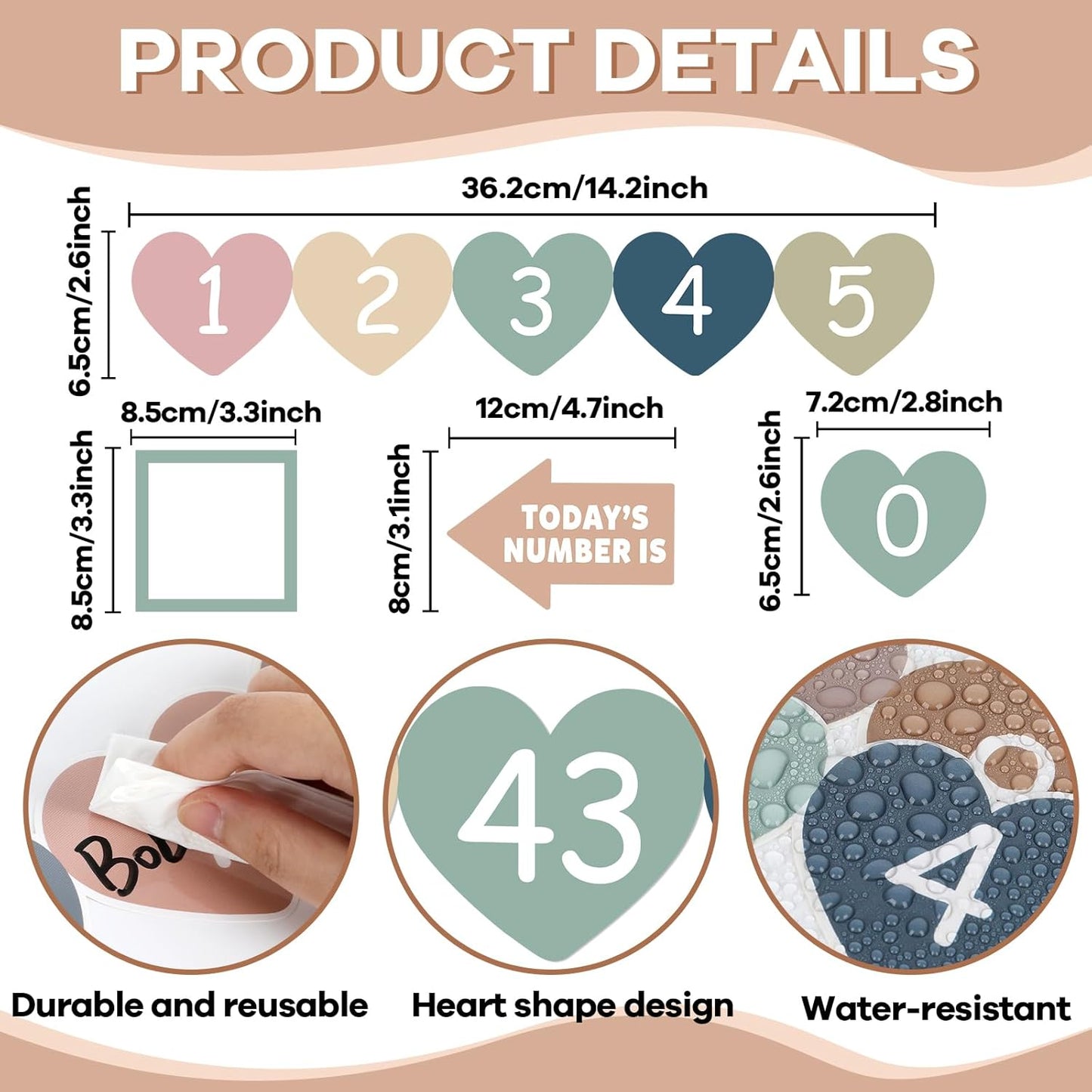Number Line for Classroom Wall (-20 to +120) Boho Heart Shape Number Bulletin Board for Students Math Learning Boho Bulletin Border Decor Numbers Boarder Strips for Home School