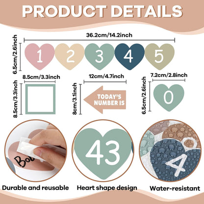 Number Line for Classroom Wall (-20 to +120) Boho Heart Shape Number Bulletin Board for Students Math Learning Boho Bulletin Border Decor Numbers Boarder Strips for Home School