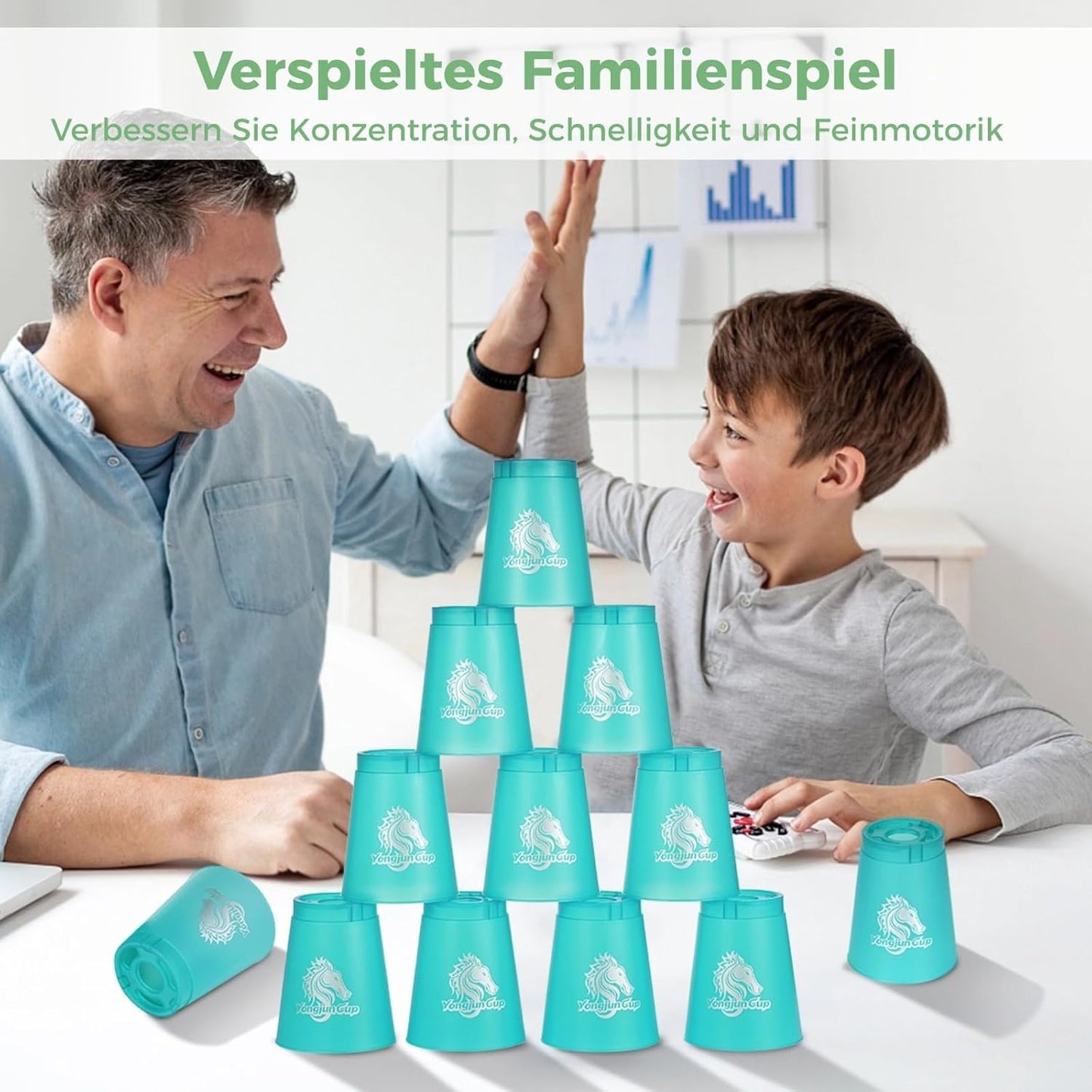 yeesport 48 Pcs Sport Stacking Cups, Sport Training Game for Challenge Competition, Plastic Stacking Cups, Classic Family Game for Kids and Adults, Red+Blue+Green+Black