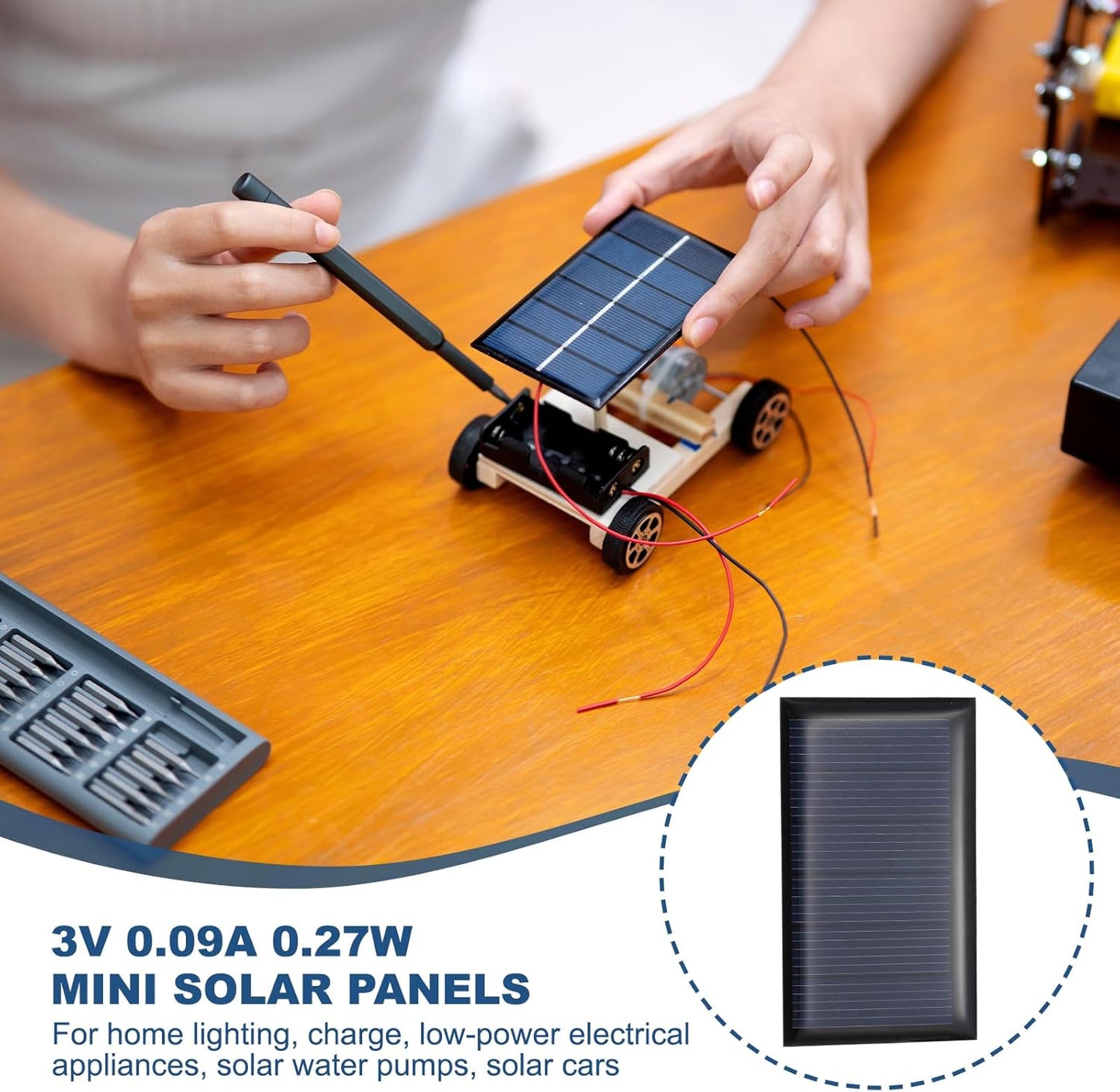 MECCANIXITY 8PCS 1.5V 0.09W 0.06A Mini Solar Panels for Solar Power, Small Solar Photovoltaic Cells Charge DIY Electric Toy Materials Solar System Kits, 1.18" x 1.18"
