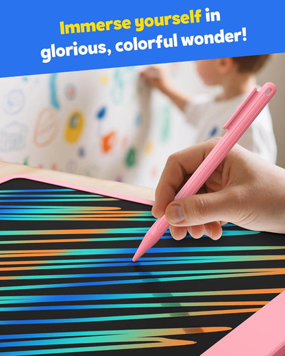TEKFUN LCD Writing Tablet for Kids, 10-inch Coloring Drawing Pad, Mess Free Doodle Board, Airplane Travel Toys for Boys and Toddlers, Road Trip Essentials, Gifts for 3 4 5 6 7 8 Year Old Girls(Blue)