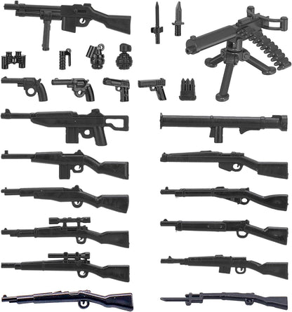 Weapons Pack Military Toy Set Building Blocks Model for Soldier Figures, Army Equipment Gear Kit Pieces and Parts Accessories Compatible with Major Brand