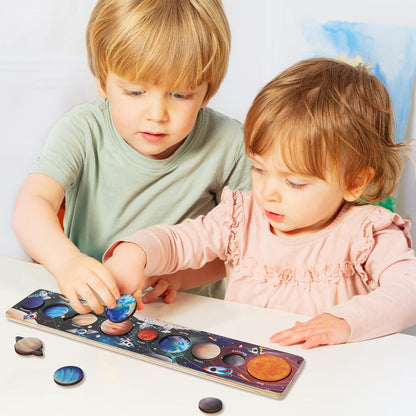 Zeoddler Solar System Puzzle for Kids 3-6, Wooden Space Toys, Planets for Kids, Preschool Learning Activities, Gift for Boys, Girls