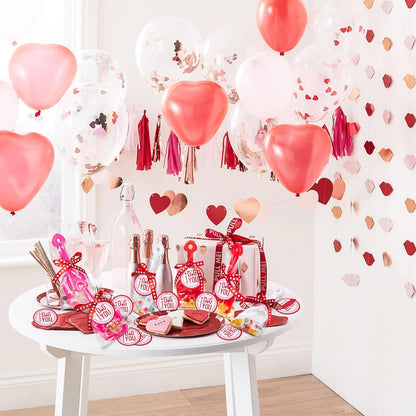 Haooryx Valentine's Day Shovels Toy Gift Set - Plastic Shovel Toy White Red Pink Mini Sand Scoop Shovel Toys Valentines Party Gift 18Set Shovels I Dig You Stickers Labels Clear Bags and 1 Heart Ribbon