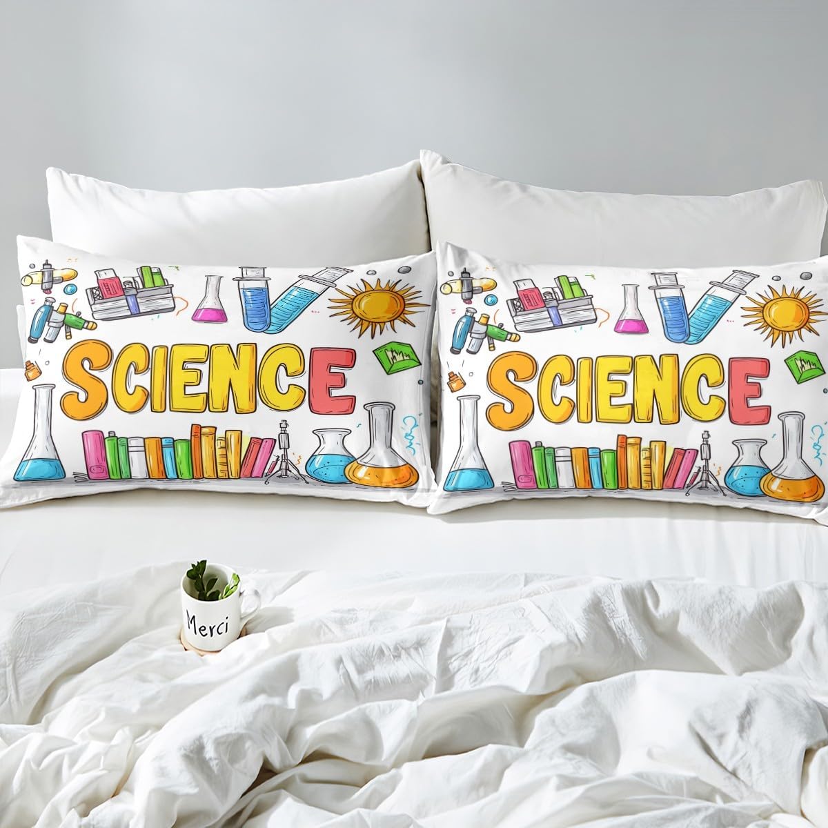 Chemistry Bed Sheets for Kids Teens Girls Boys,Chemical Experiment Fitted Sheet Twin,Science Themed Sheets for Math Lovers,Chemistry Lab Bedding Set,White and Black