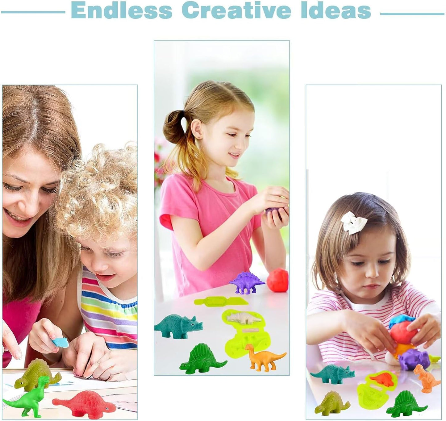 Unleash Creativity with 6 Unique Dino Molds Dough Toys Dough Accessories Set.Ideal as a Gift for Kids Aged 3-4-8 Years