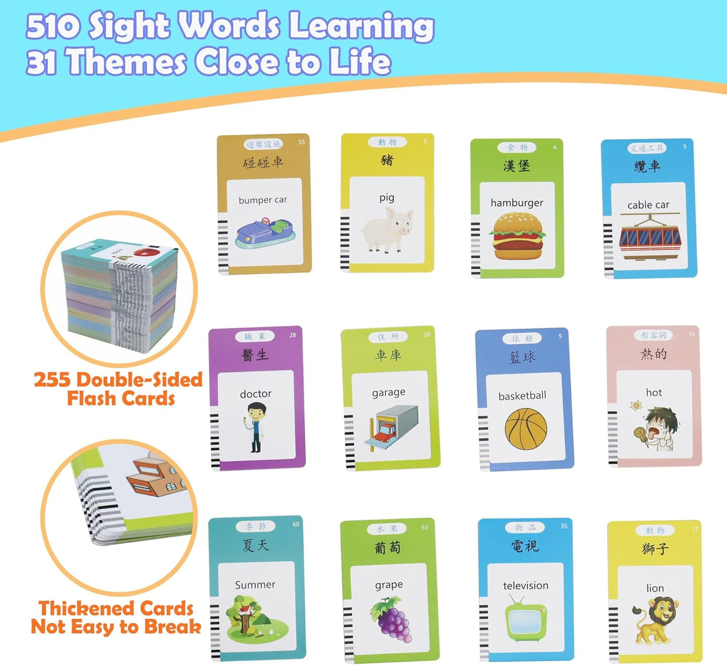 Spanish & English 510 Words Alphabet Bilingual Talking Flash Cards for 3-8 Years Toddlers, Pocket Speech Buddy Therapy Autism Toys, Educational Learning Interactive Toy for Boys Girls Kids Gifts Blue
