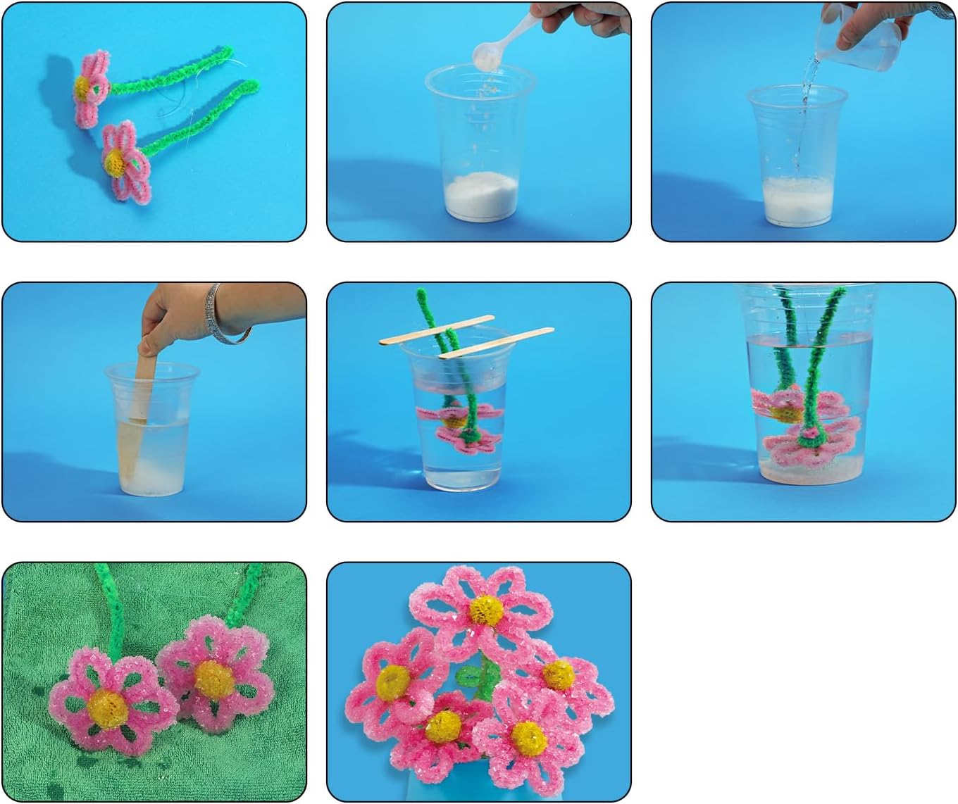 Crystal Flower Growing Kit - Crafts for Girls Ages 6-8 - Create Flowers Crystals Science Experiment Kit - STEM Educational Toys Gifts for 6+