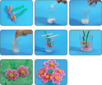 Crystal Flower Growing Kit - Crafts for Girls Ages 6-8 - Create Flowers Crystals Science Experiment Kit - STEM Educational Toys Gifts for 6+