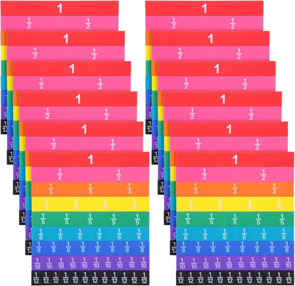 12 Sets Rainbow Fraction Tiles Set, Plastic Fractions Manipulatives Math Magnetic Learning Manipulatives for The Home Curriculum