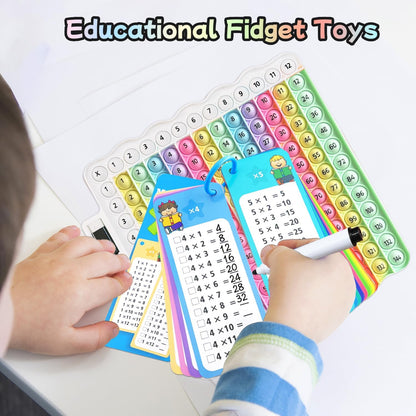 Multiplication Flash Cards + Pop Fidget Multiplication Chart, Times Table Educational Flashcard 3rd Grade, 4th, 5th, 6th Grade