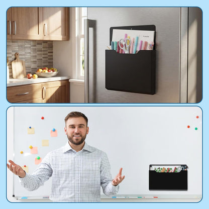 Fuutreo 6 Pcs Magnetic Wall File Organizer Magnetic Wall File Holder Refrigerator Magazine Holder for Mail Letters Paper(Aqua Green,Vertical-large)