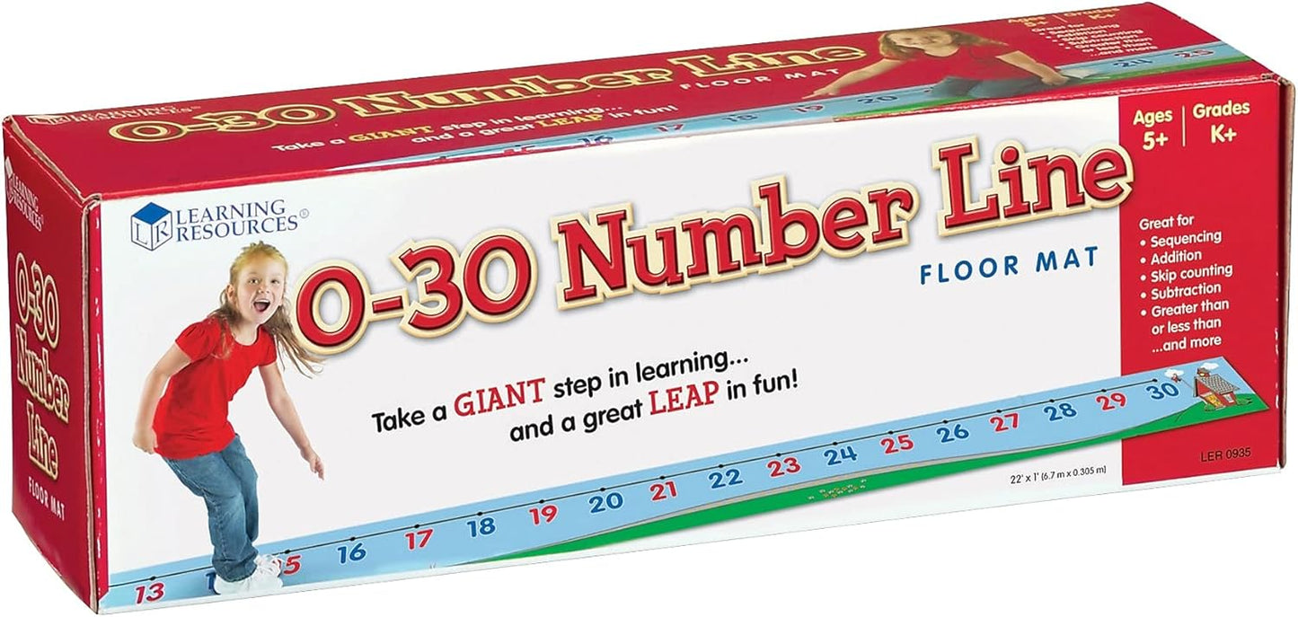Learning Resources 0-30 Number Line Floor Mat - Counting & Numbers, Addition and Subtraction, Math Manipulatives, Back to School, Teacher Supplies, Classroom Must Haves, Gifts for Students