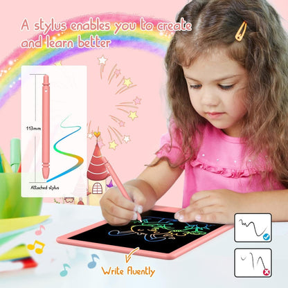 BUKEBU LCD Writing Tablet Doodle Board,10.5 inch Colorful Drawing Pad,Electronic Drawing Tablet, Drawing Pads,Travel Gifts for Kids Ages 3 4 5 6 7 8 Year Old Girls Boys (Blue)