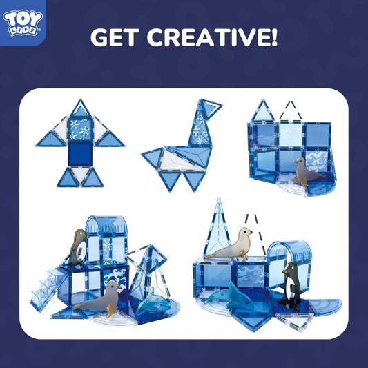 TOY Life 38 Pcs Magnetic Tiles Animals for Toddlers 3-5 Magnet Blocks for Kids Ages 4-8 STEM Magnet Tile Toys Building Tiles Set Christmas Birthday Gift for Boys and Girls