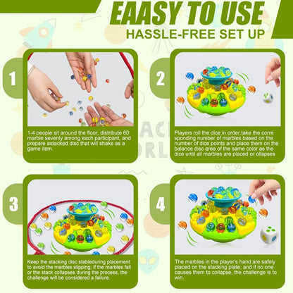 3-Tier Marble Balance Game for Kids Ages 6+ | 60 Glass Marbles STEM Strategy Toy | Family Party Game for Boys and Girls | Fine Motor & Coordination Skill Builder | Includes Storage Bag