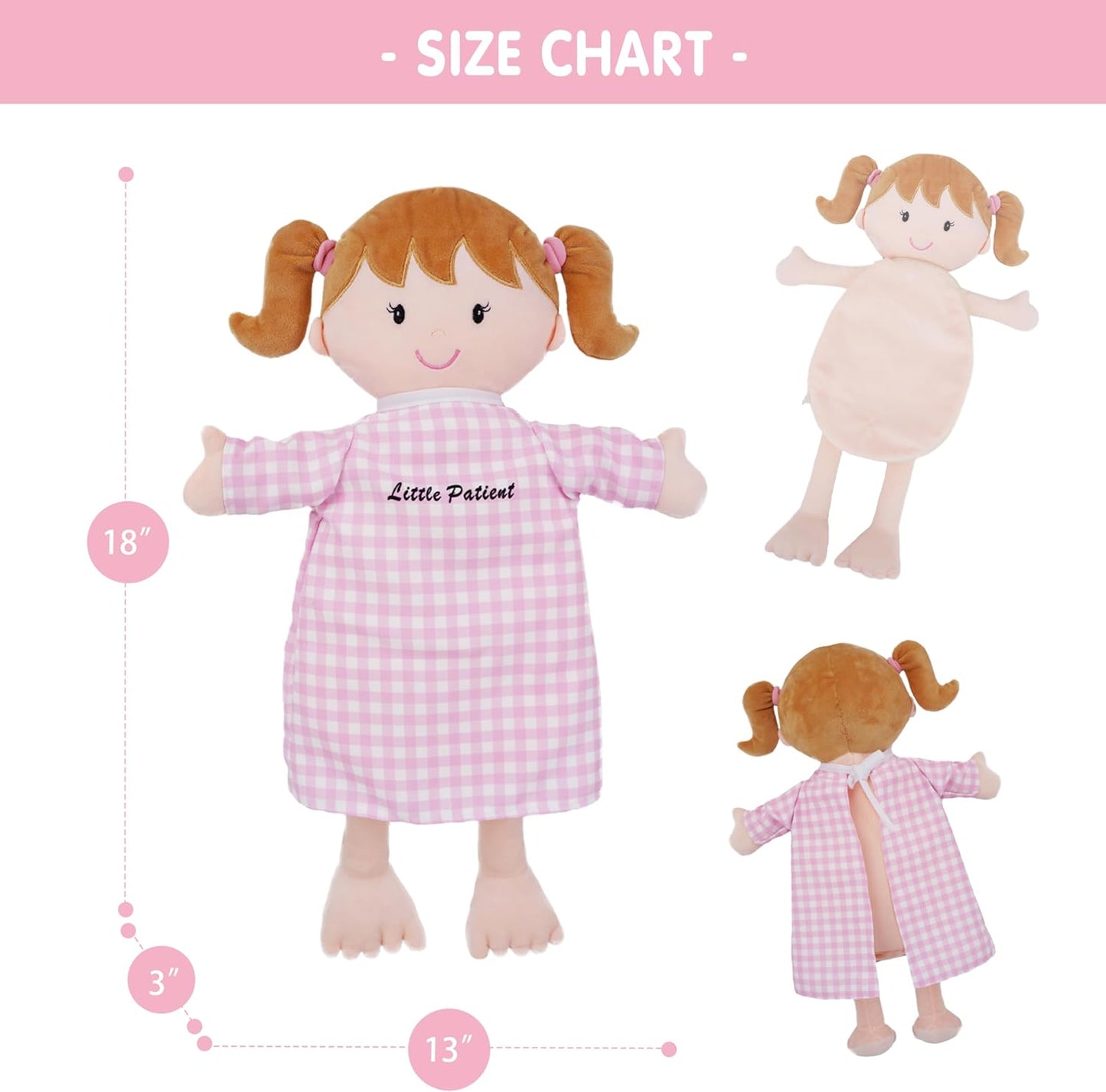 June Garden 16" Dressy Friends Bunnie - Educational Stuffed Plush Doll for Kids and Toddlers 2 Years and Up - Montessori Soft Toy Doll