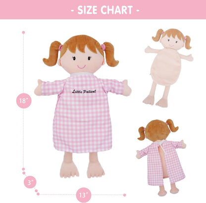 June Garden 16" Dressy Friends Bunnie - Educational Stuffed Plush Doll for Kids and Toddlers 2 Years and Up - Montessori Soft Toy Doll