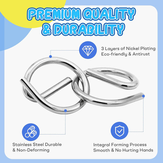Metal Brain Teaser Puzzles Ring Educational Toys, Steel IQ Games Physics Mind Metal Puzzles for Adults, Unlock Interlock Game, Brain Teaser Puzzle for Party Favor Kids (A+B+C)