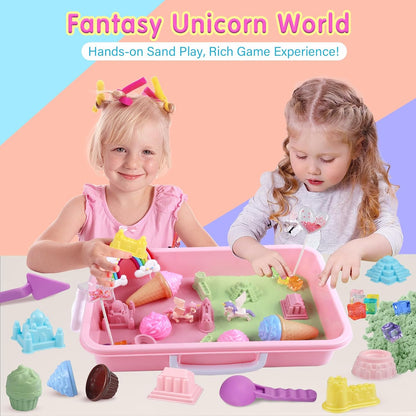 Aliex Farm Sensory Bin, Farm Sensory Kits Toy with 2.2lbs Play Sand, 31pcs Animals Trucks Creativity Magic Sand Box with Lid, Christmas Birthday Gift for Boys Kids Toddlers Ages 3 4 5 6 7 8